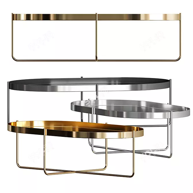 Glossy Gold Gaultier Coffee Table 3D model image 2