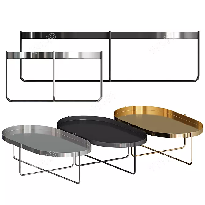 Glossy Gold Gaultier Coffee Table 3D model image 3