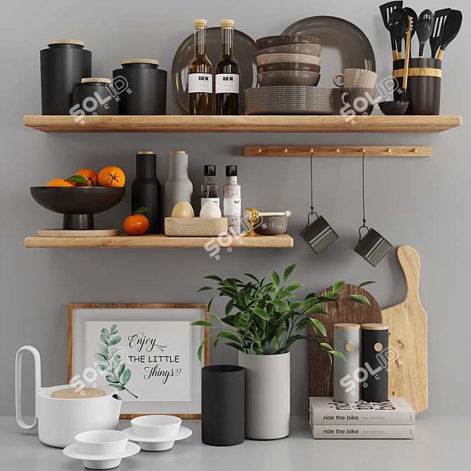 Stylish Kitchen Accessory Set 3D model image 1