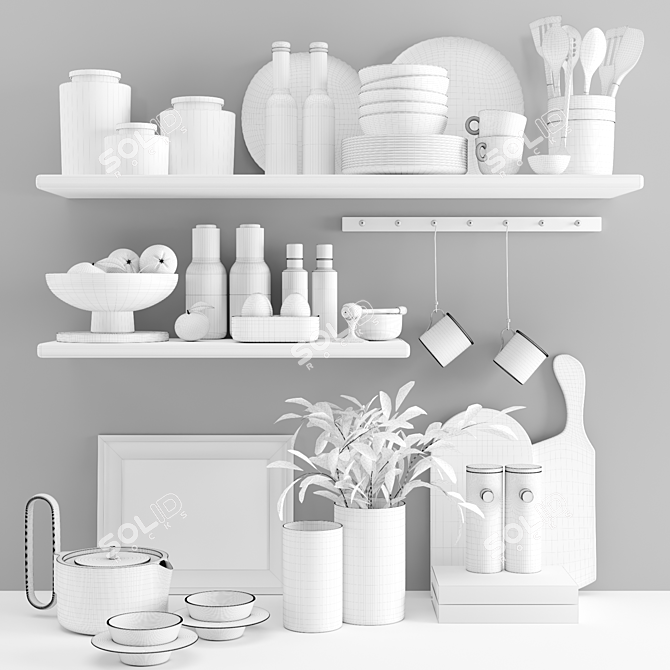 Stylish Kitchen Accessory Set 3D model image 6