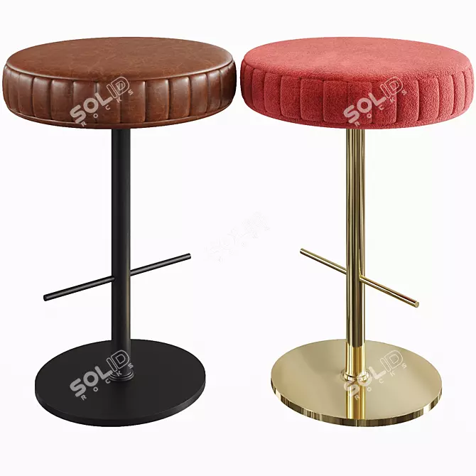 Italian Designer Leather Bar Stool 3D model image 1