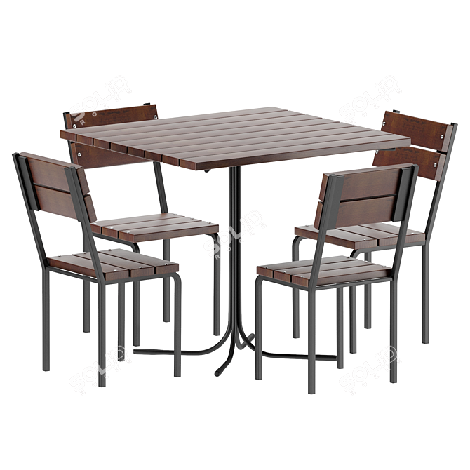 Industrial Loft Dining Set 3D model image 1