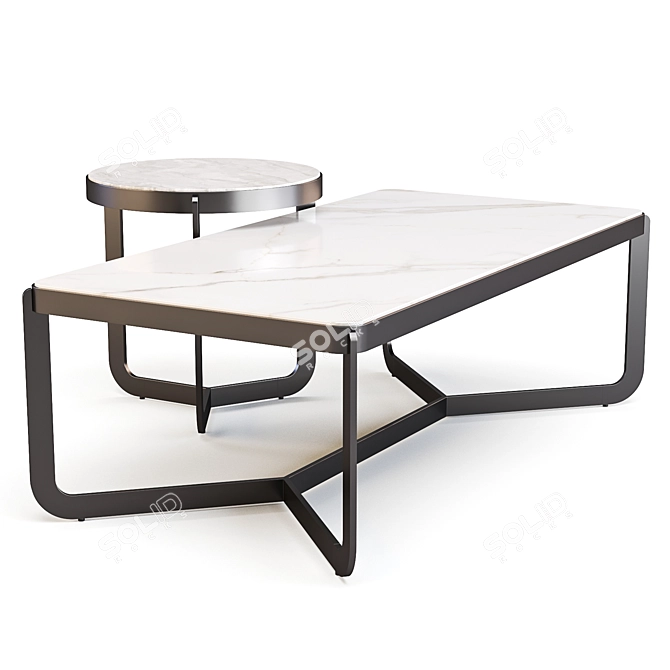 Mina Marble Coffee & Side Table Set 3D model image 1