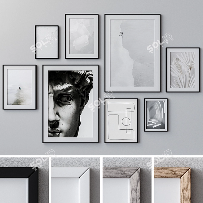 Versatile Photo Frames Set 3D model image 1