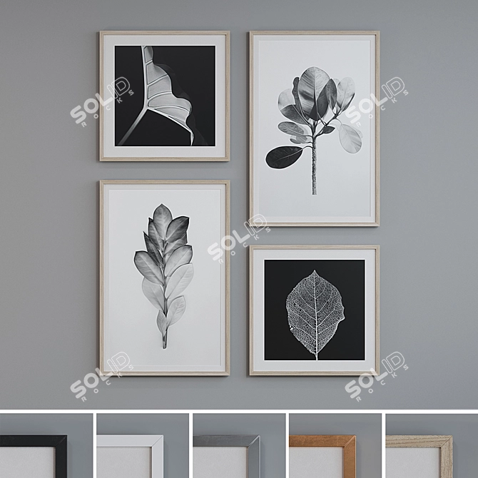 Modern Set of 4 Picture Frames with Multiple Colors - 90x60, 60x60 3D model image 1