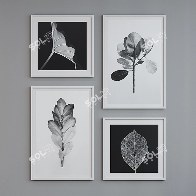 Modern Set of 4 Picture Frames with Multiple Colors - 90x60, 60x60 3D model image 4