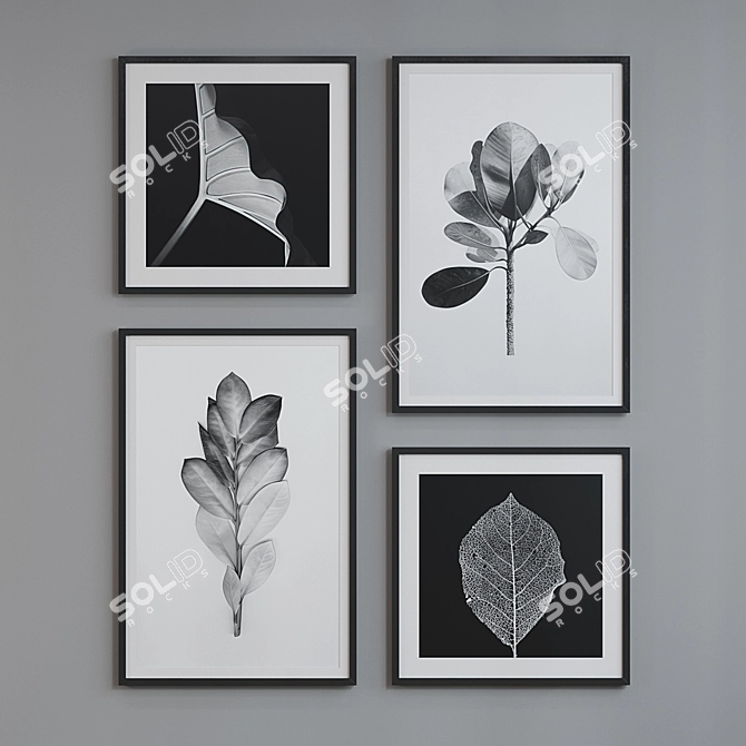 Modern Set of 4 Picture Frames with Multiple Colors - 90x60, 60x60 3D model image 5