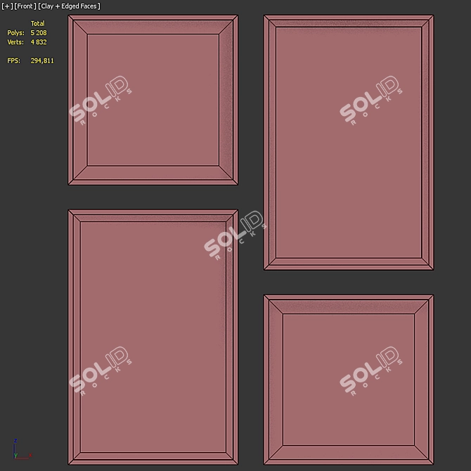 Modern Set of 4 Picture Frames with Multiple Colors - 90x60, 60x60 3D model image 7