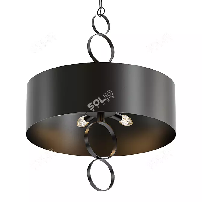 Charred Copper Drum Pendant Light 3D model image 1