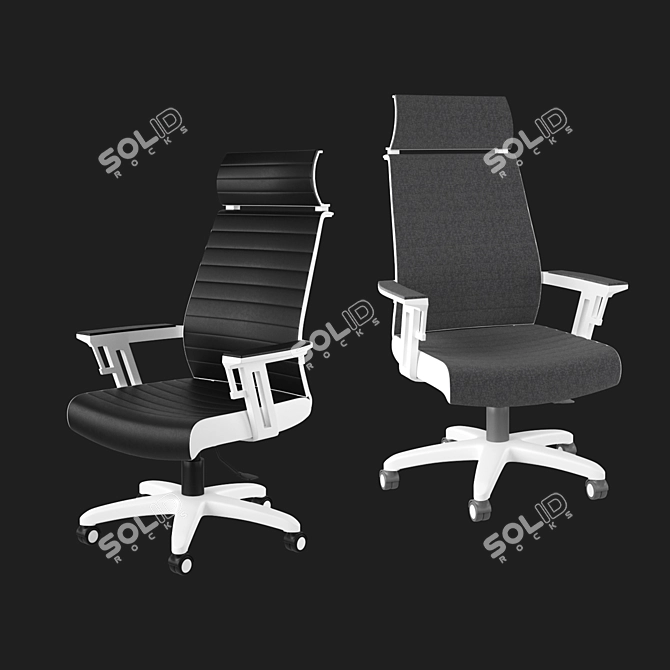 Executive Black and Gray Office Chair 3D model image 1