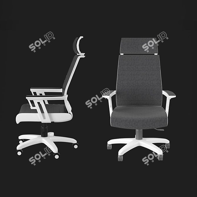 Executive Black and Gray Office Chair 3D model image 2