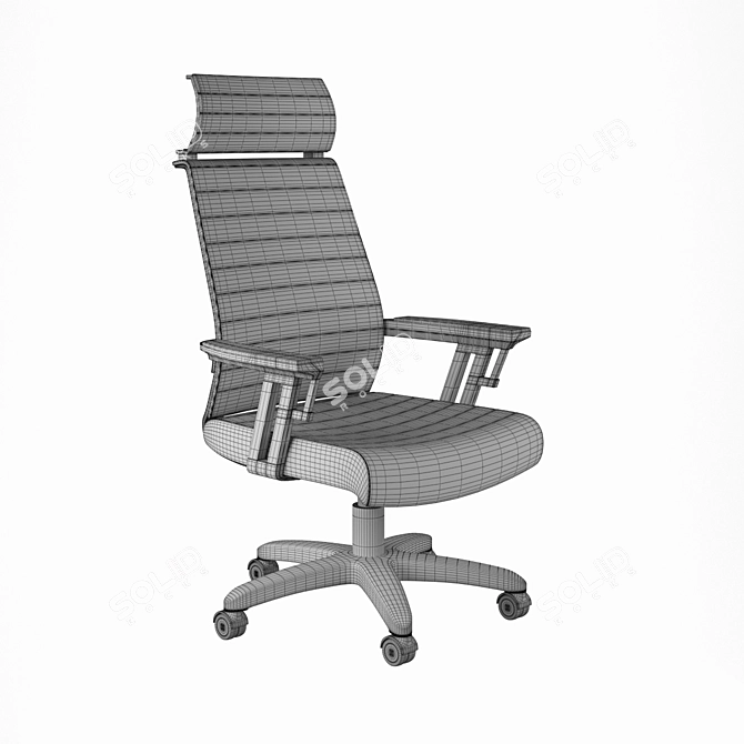 Executive Black and Gray Office Chair 3D model image 3