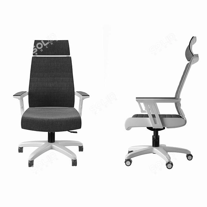 Executive Black and Gray Office Chair 3D model image 6