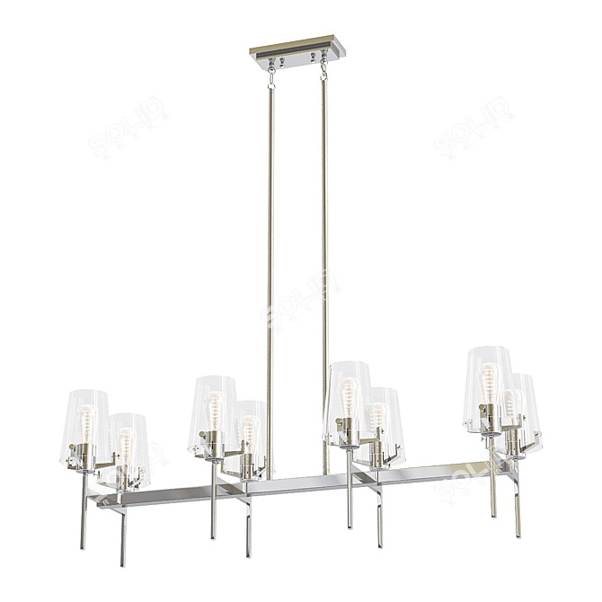 Modern Polished Nickel Kitchen Island Chandelier 3D model image 1