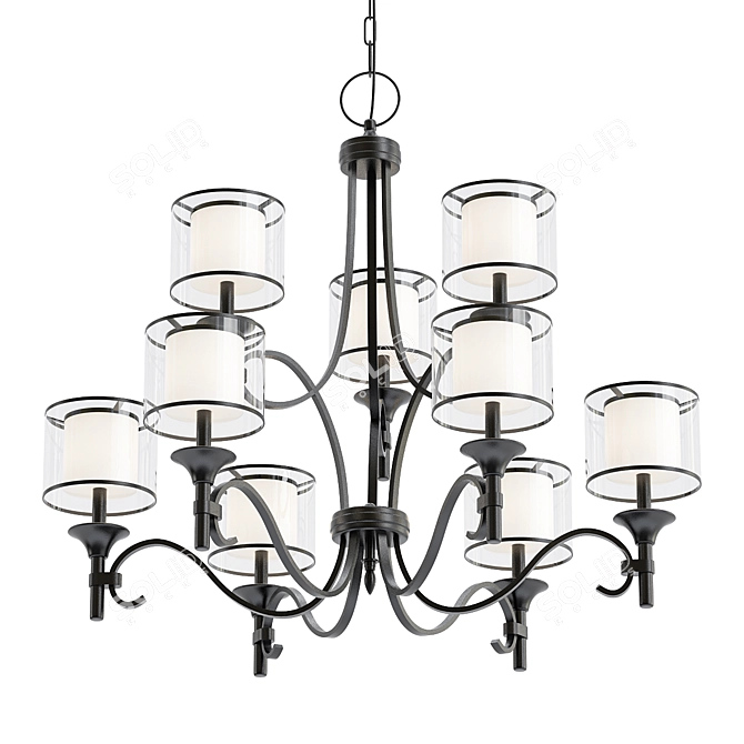 Elegant Bronze Chandelier - Ideal for Any Space 3D model image 1