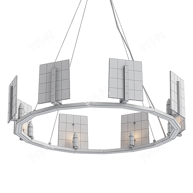 Silver Alabaster Halo Chandelier 3D model image 2