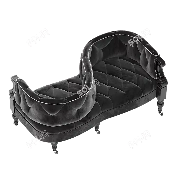 Modern Black Velvet Sofa 3D model image 3