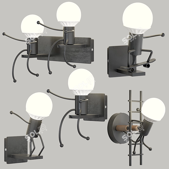 Minimalist Little Man Lamp 3D model image 2