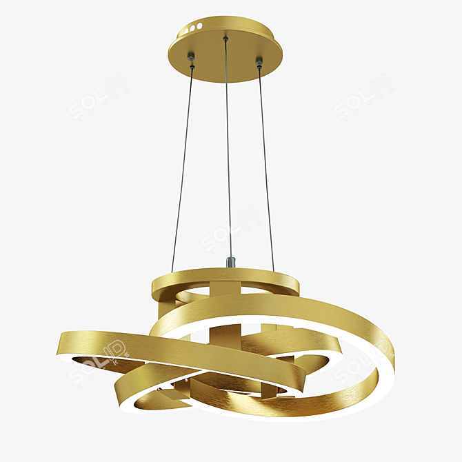 Title: Modern Metal Pendant with LED Lights 3D model image 1