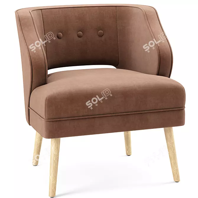 Velvet Mariposa Mid Century Accent Chair 3D model image 4