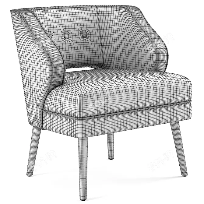 Velvet Mariposa Mid Century Accent Chair 3D model image 6