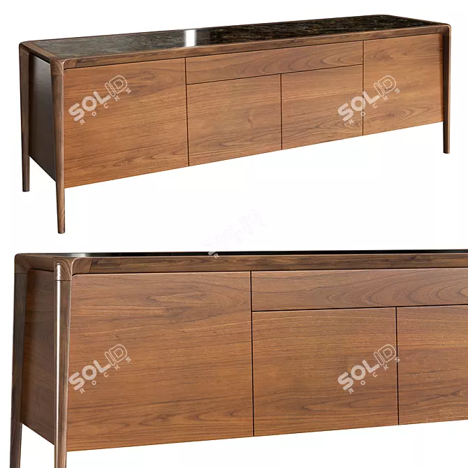 Sleek Walnut Sideboard: Roche Bobois Brio 3D model image 1