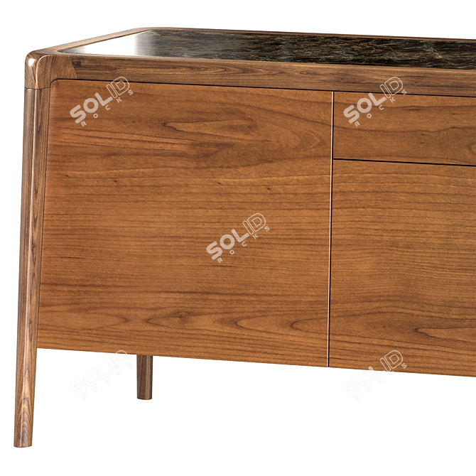 Sleek Walnut Sideboard: Roche Bobois Brio 3D model image 4