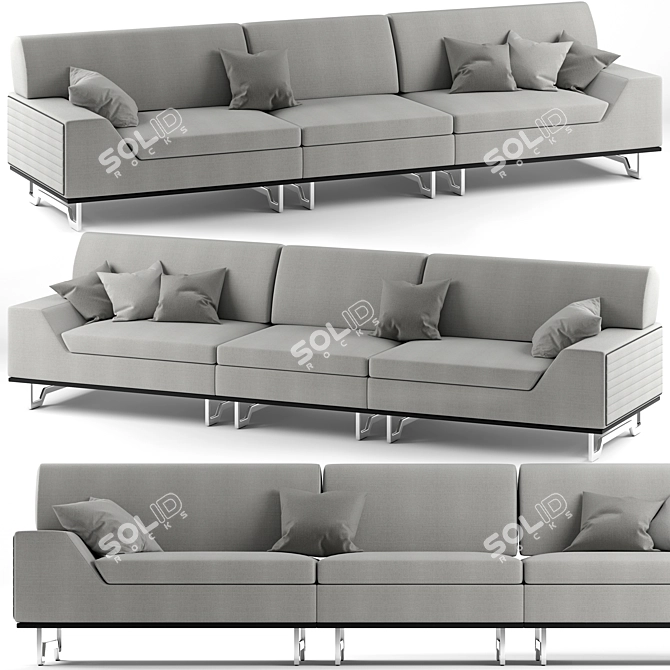 Elegant Mercury 3-Seater Sofa 3D model image 1