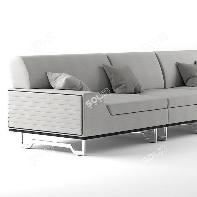 Elegant Mercury 3-Seater Sofa 3D model image 2