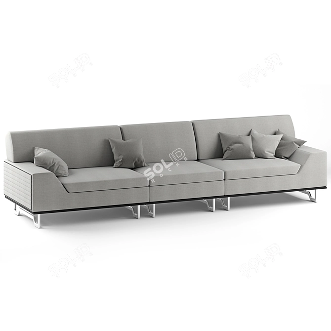 Elegant Mercury 3-Seater Sofa 3D model image 3