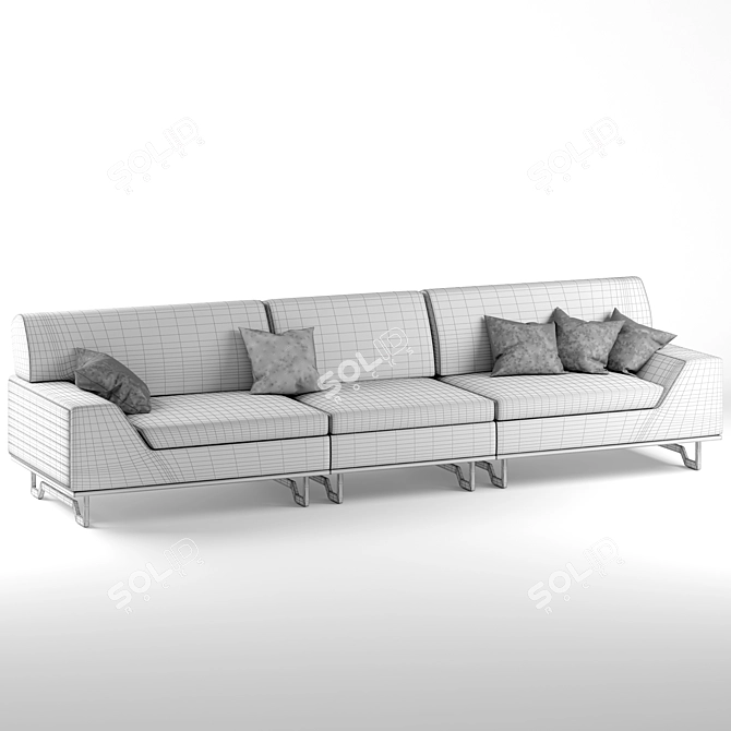 Elegant Mercury 3-Seater Sofa 3D model image 5