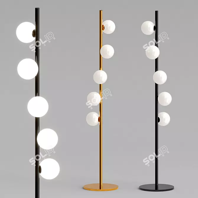 Twist PT Floor Lamp: Stylish Brass and Black Metal Lighting 3D model image 1