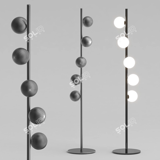 Twist PT Floor Lamp: Stylish Brass and Black Metal Lighting 3D model image 2