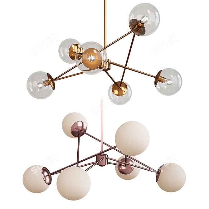 Antiqued Brass Turenne Chandelier 3D model image 1