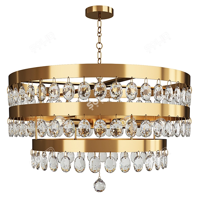 Lustrous 6-Light Antique Gold Chandelier 3D model image 1