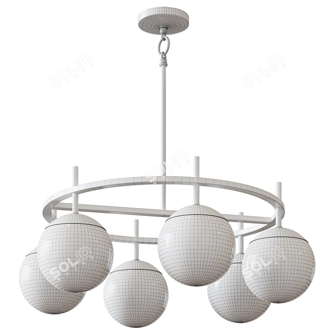 Elegant Alluria Chandelier: Etched Opal Glass 3D model image 2