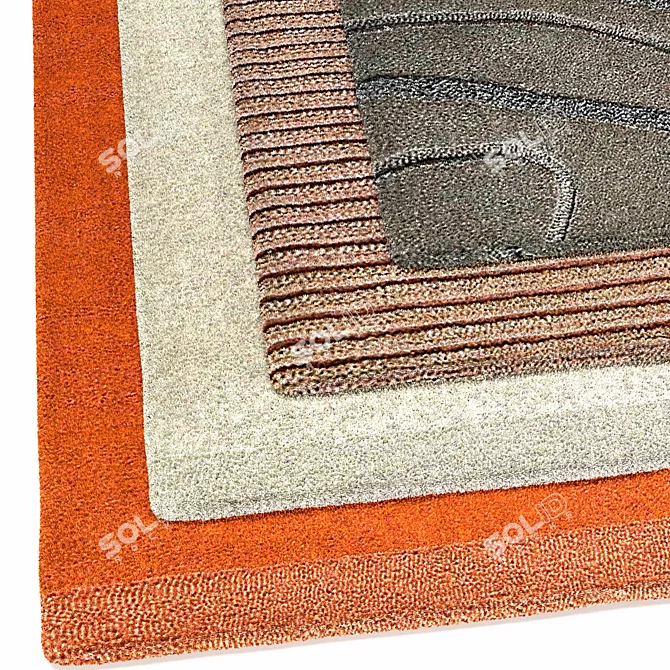 Elegant Hand Tufted Wool Rug 3D model image 2