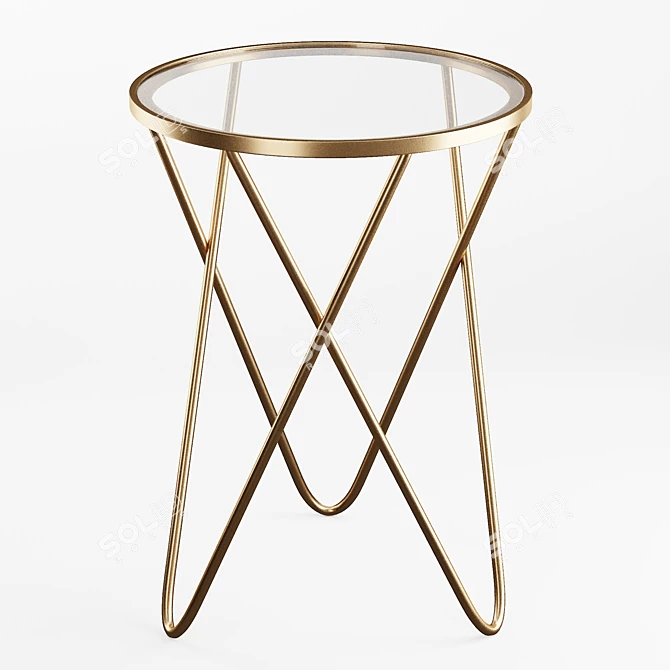 Sleek Glass-top Side Table 3D model image 2