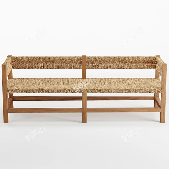 Artisan-made Seagrass Woven Bench 3D model image 3