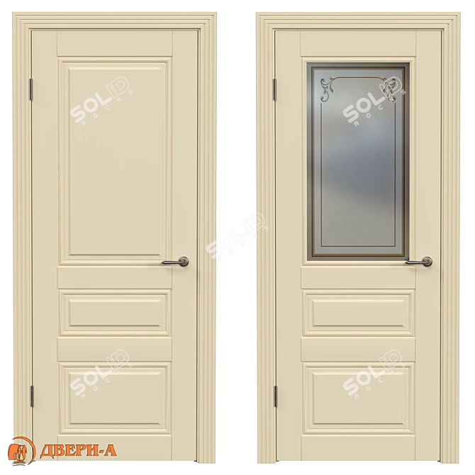 Elegant Grace Trio Door 3D model image 1