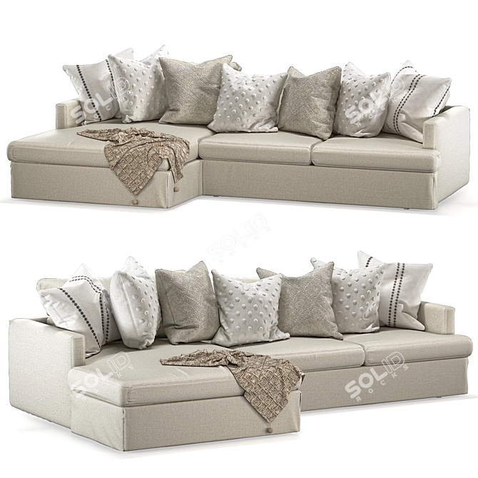 Summit Slipcovered Chaise Sectional: Ultimate Comfort and Style 3D model image 1