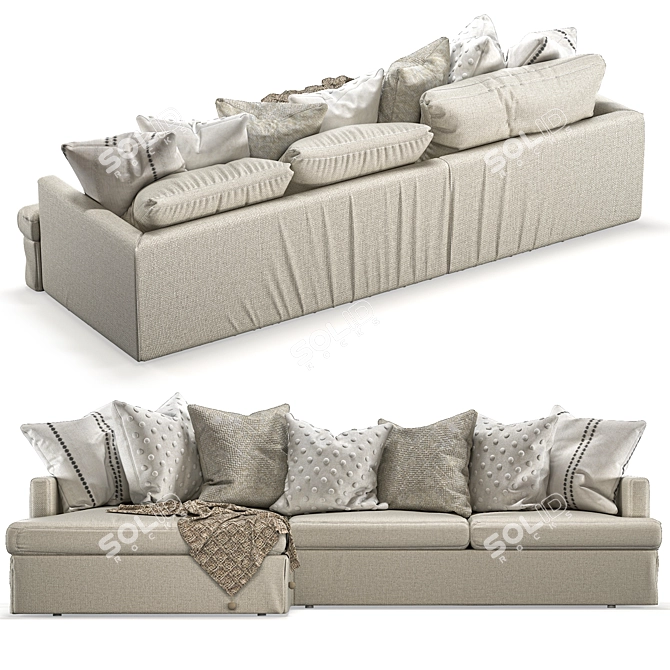 Summit Slipcovered Chaise Sectional: Ultimate Comfort and Style 3D model image 2