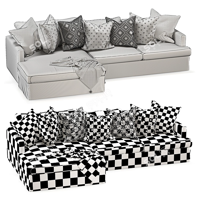 Summit Slipcovered Chaise Sectional: Ultimate Comfort and Style 3D model image 3