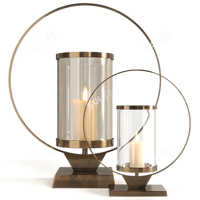 Elegant Nimbus Candle Holder Set 3D model image 1