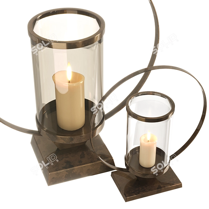 Elegant Nimbus Candle Holder Set 3D model image 2