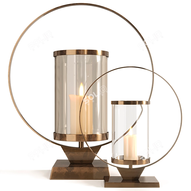 Elegant Nimbus Candle Holder Set 3D model image 5