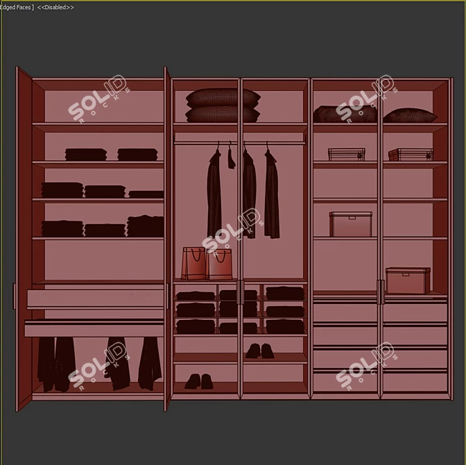 Convertible 3-Door Cupboard 3D model image 5