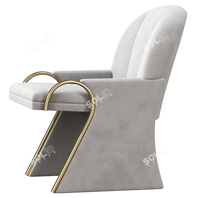 Brass & Upholstered Art Deco Lounge Chairs 3D model image 3