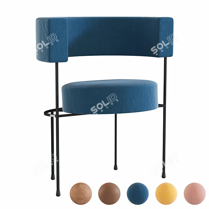 Elegant Velvet Armchair 3D model image 1