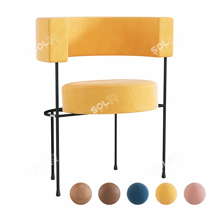 Elegant Velvet Armchair 3D model image 3